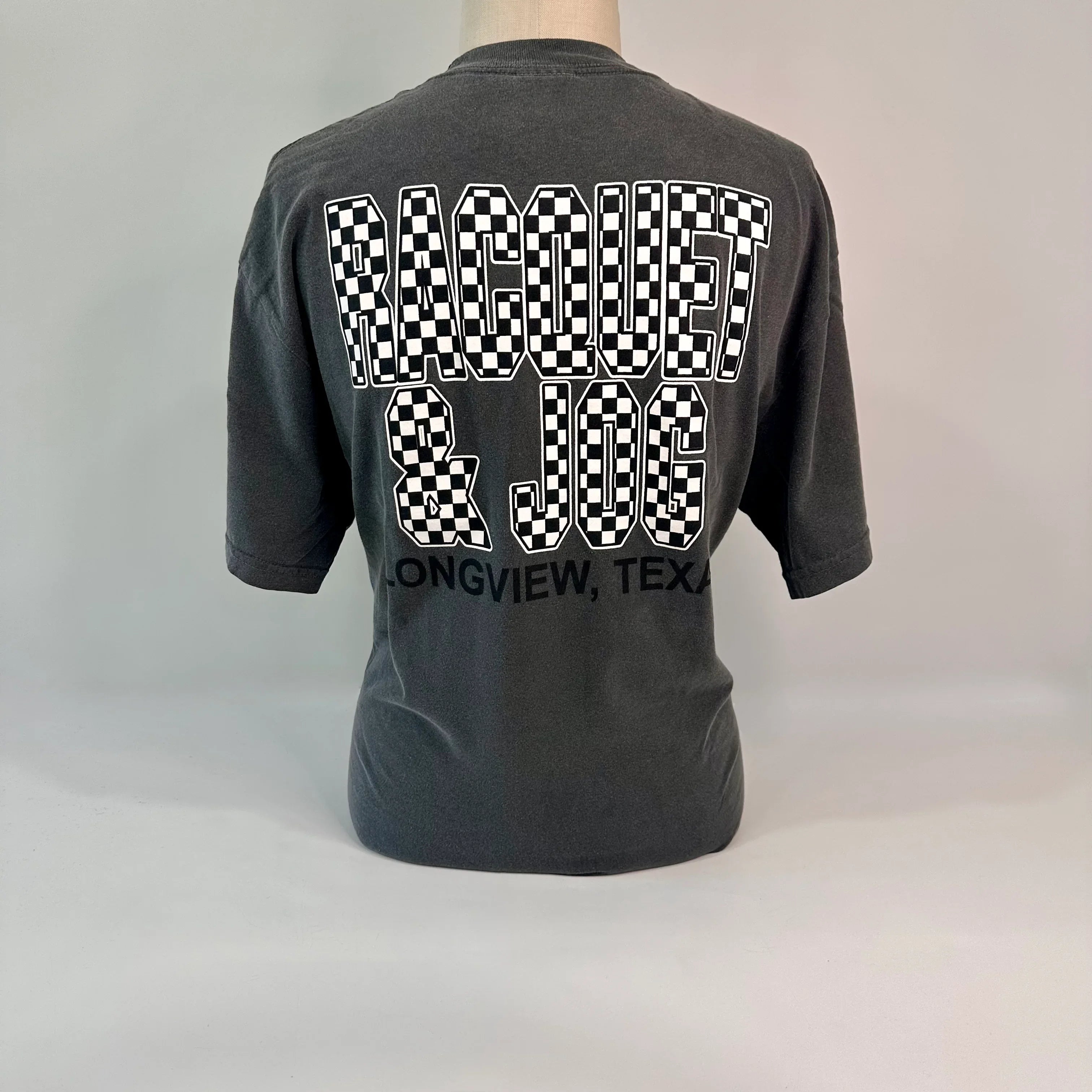 L WHCHALLENGER　L/S CHECKER TEE　BLACK Racquet & Jog Old School Print Checker Tee