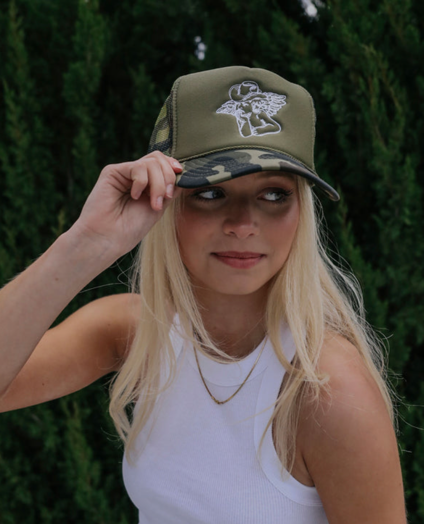 CHARLIE SOUTHERN COWBOY ANGEL TRUCKER HAT
