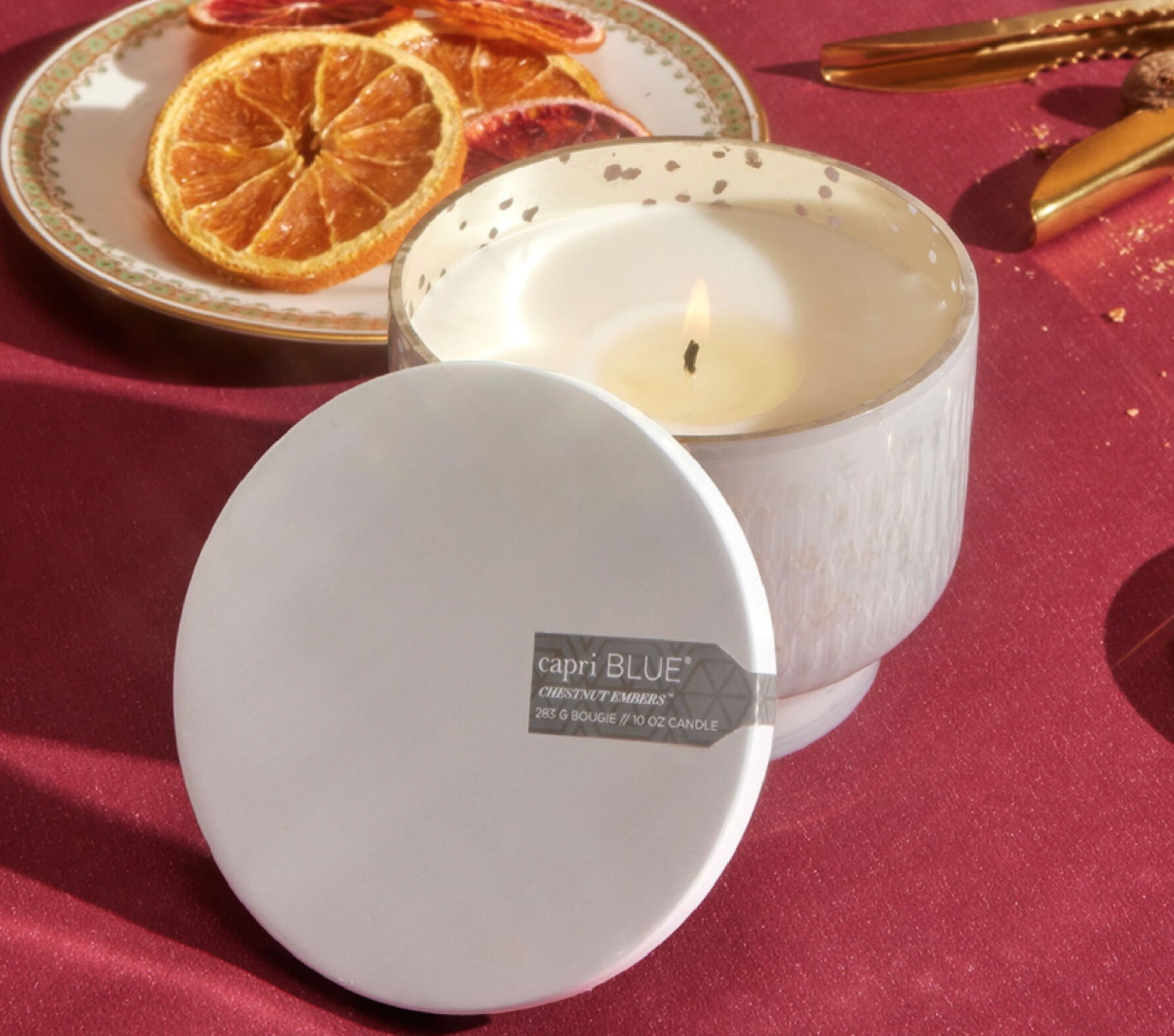 Capri Blue 10oz Holiday Mercury Inverted Jar Candle- Chestnut