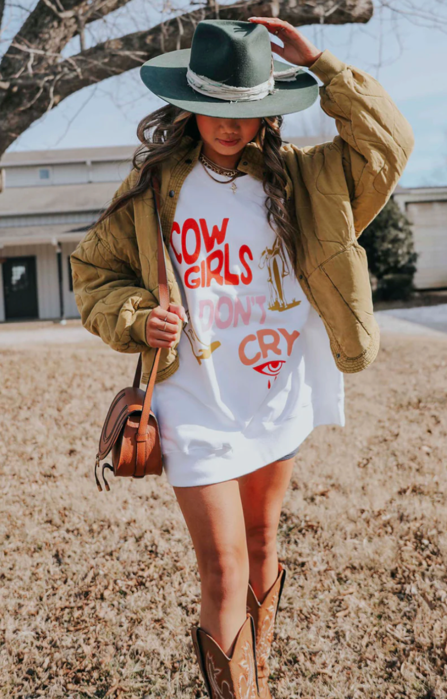 Charlie Southern Cowgirls Don't Cry Crewneck