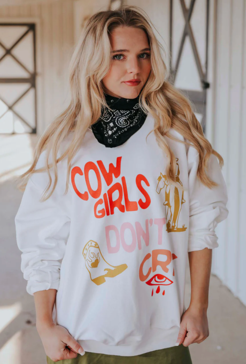 Charlie Southern Cowgirls Don't Cry Crewneck