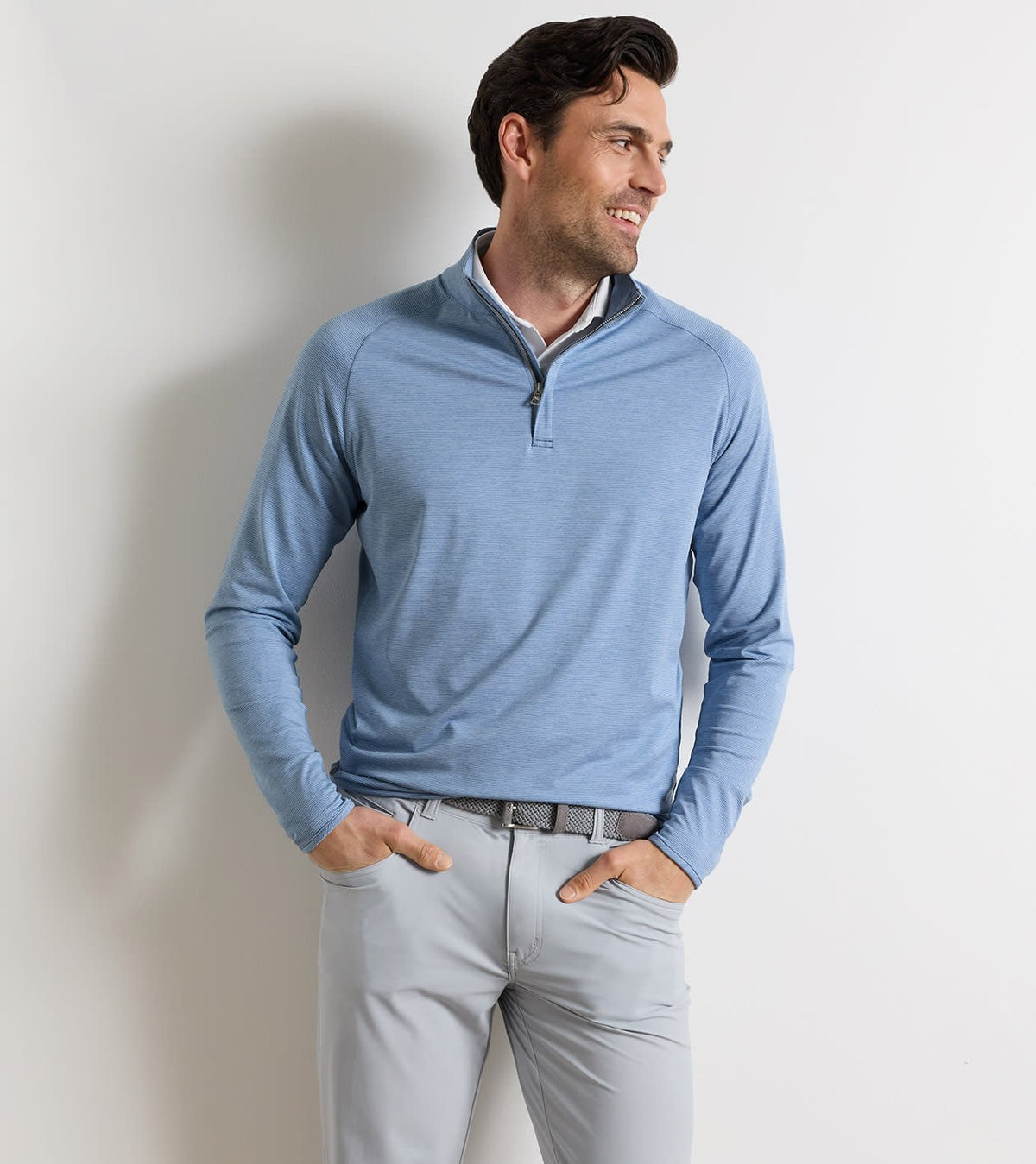 Peter Millar Men's Stealth Stripe Performance Quarter-Zip