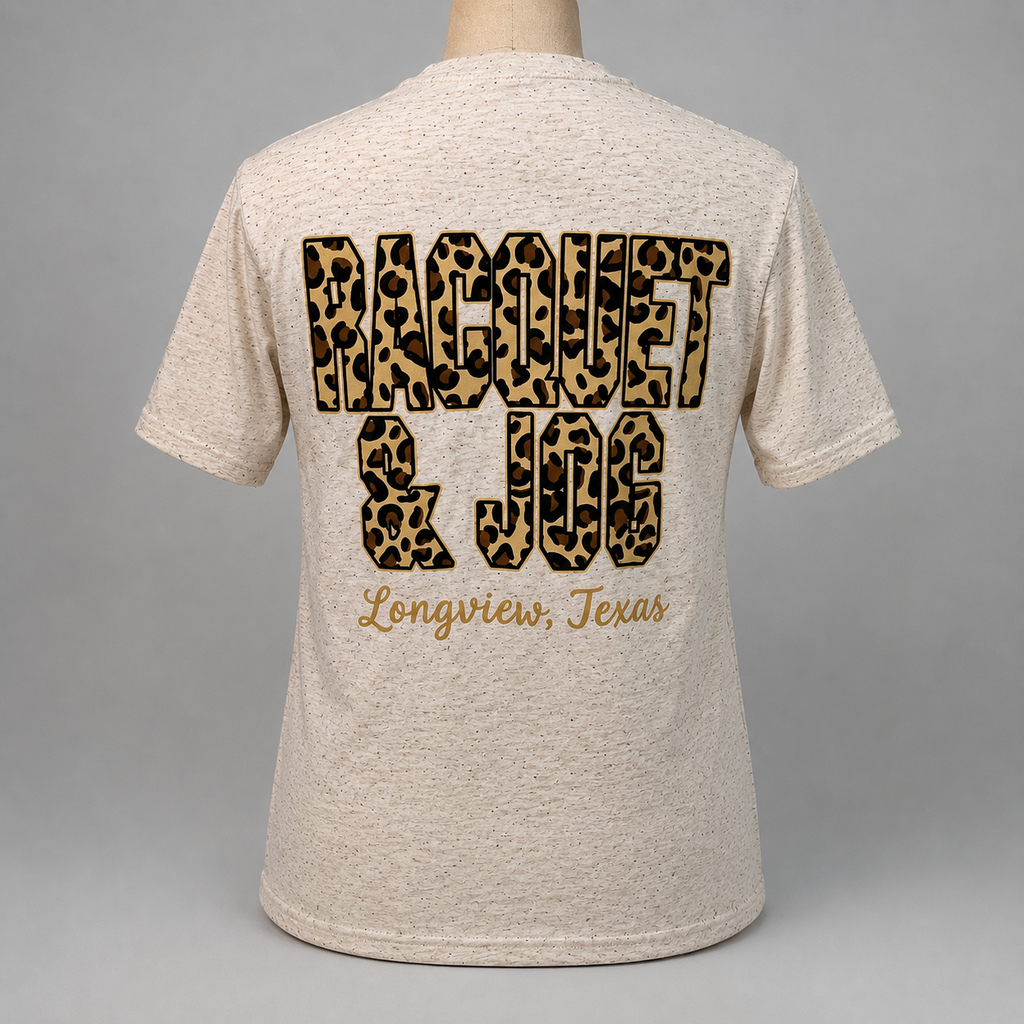 Racquet & Jog Old School Print Leopard Tri-Blend Tee (Short Sleeve)