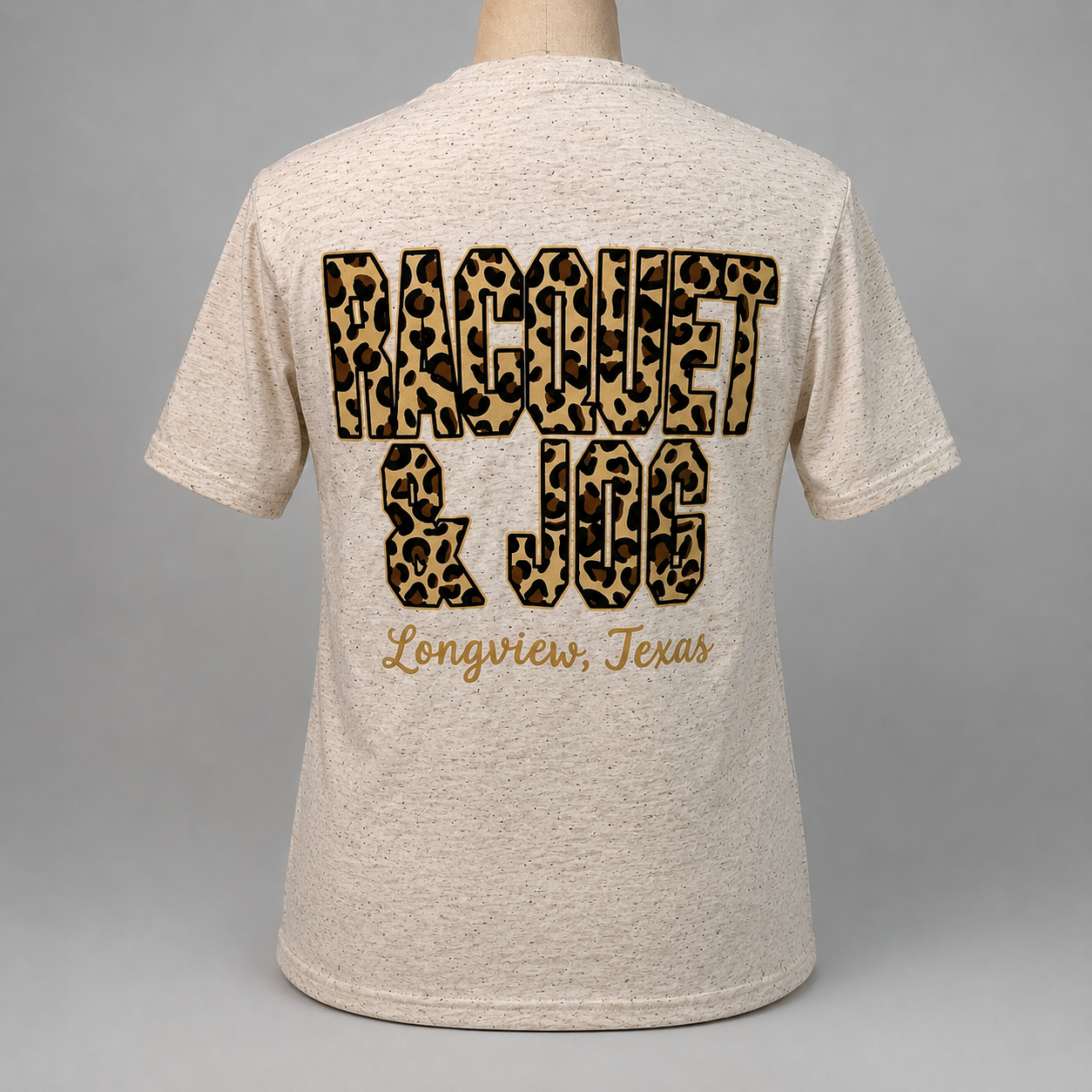 Racquet & Jog Old School Print Leopard Tri-Blend Tee (Short Sleeve)